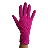 Перчатки нитриловые смотровые неопудренные розовые S