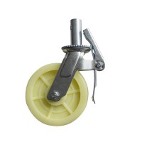 Ролик пластик SFC001-K D=200 мм, 35х85мм, с тормозом, белый